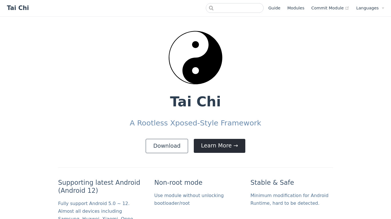 TaiChi Landing page