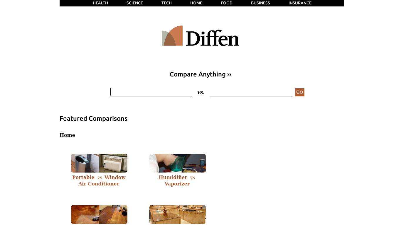 Diffen Landing page