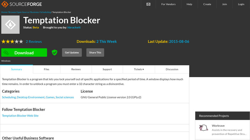 Temptation Blocker Landing Page