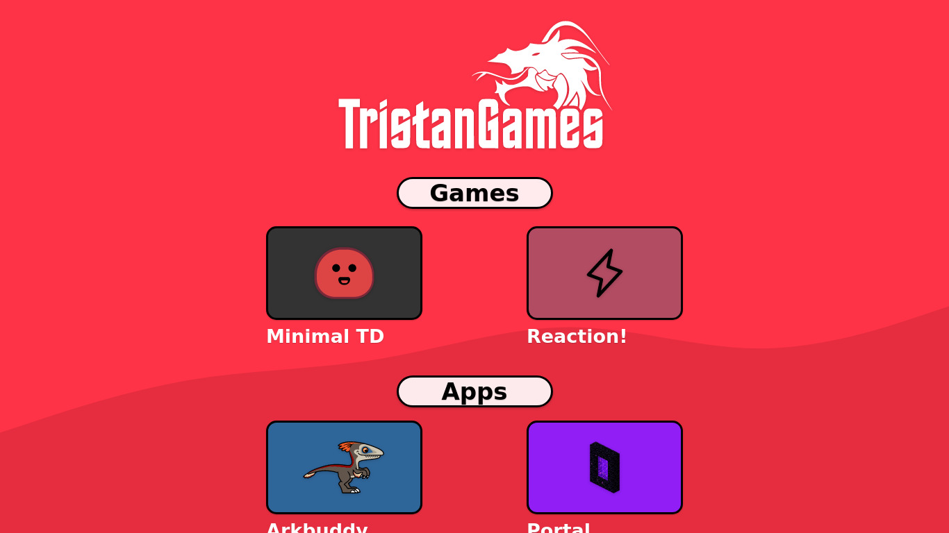 TristanGames Landing page