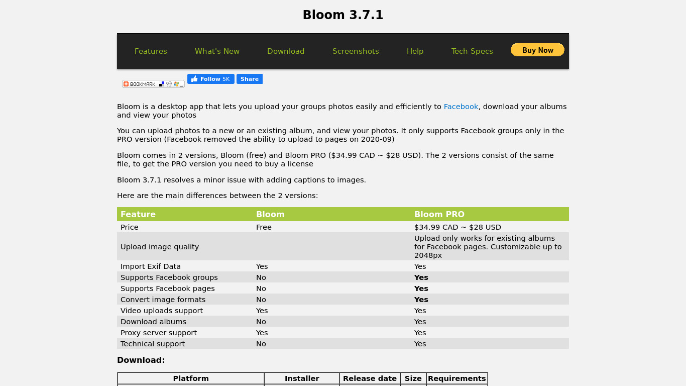 Bloom uploader Landing page
