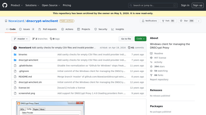 DNSCrypt Proxy Client Landing Page