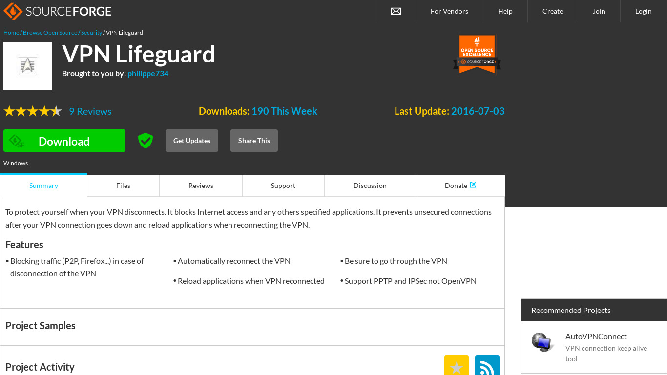 VPN Lifeguard Landing page