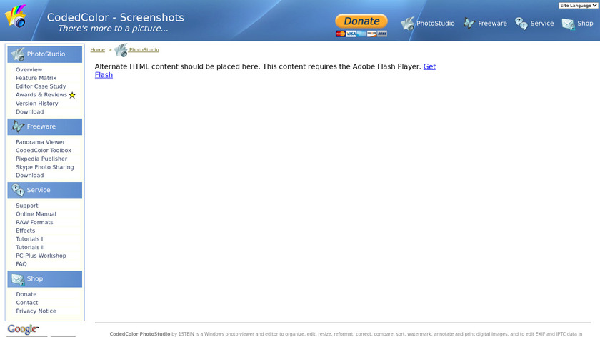 CodedColor PhotoStudio Landing Page
