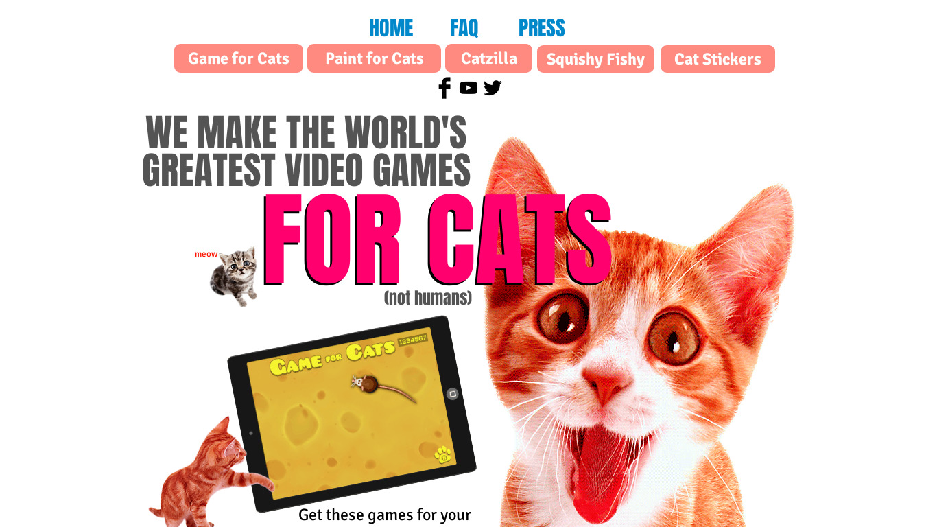 Game for Cats Landing page