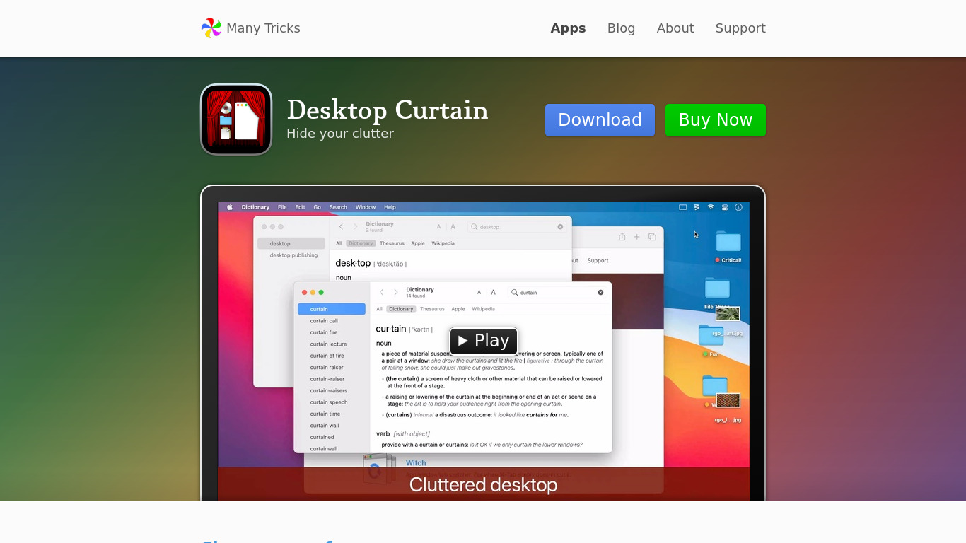 Desktop Curtain Landing page