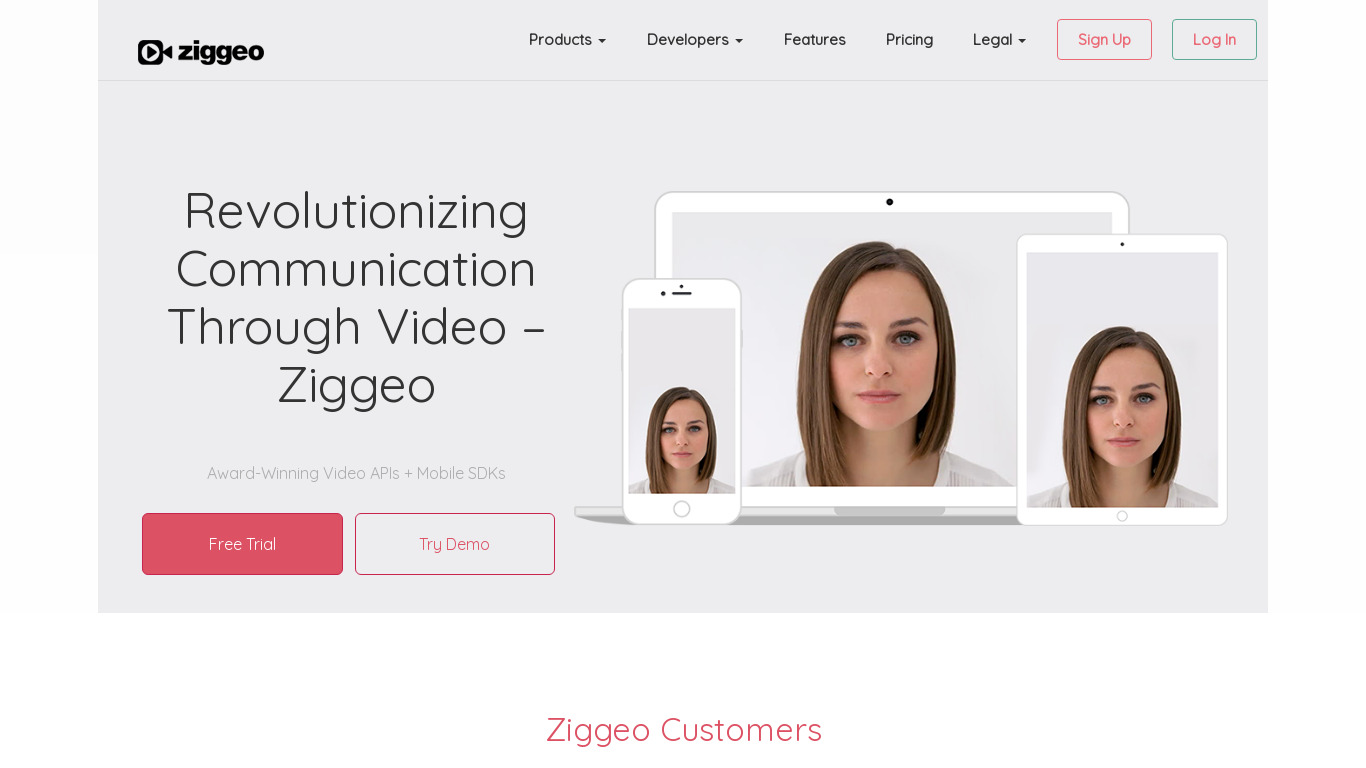 Ziggeo Landing page