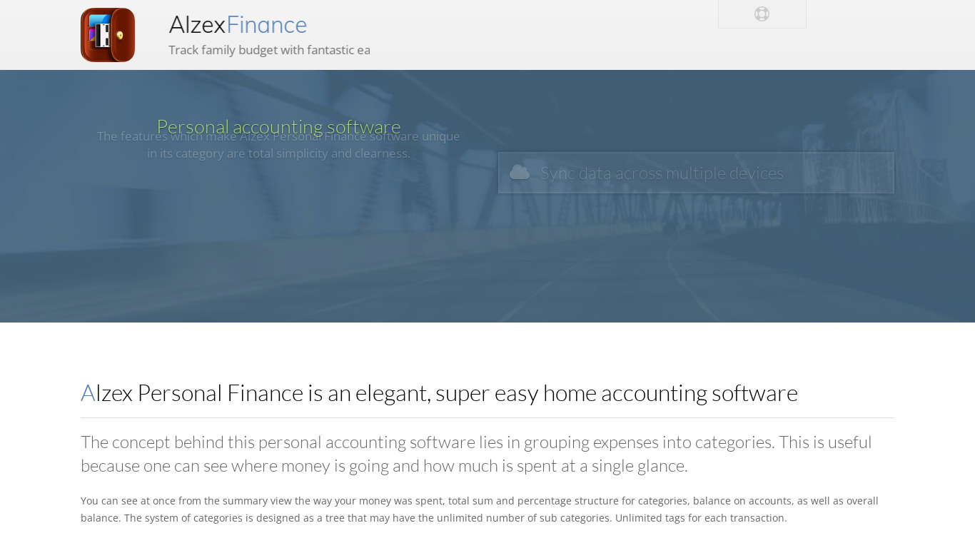 Alzex Personal Finance Landing page