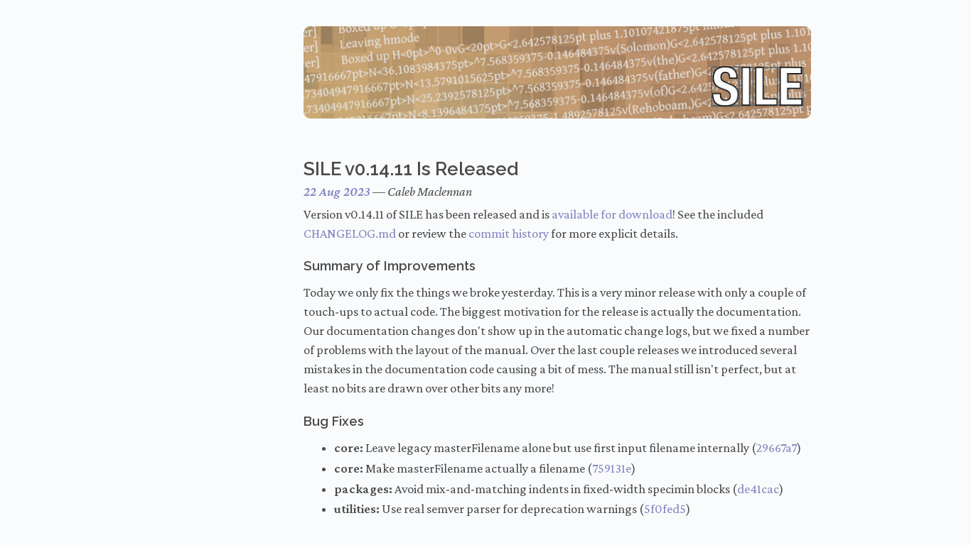SILE Landing page