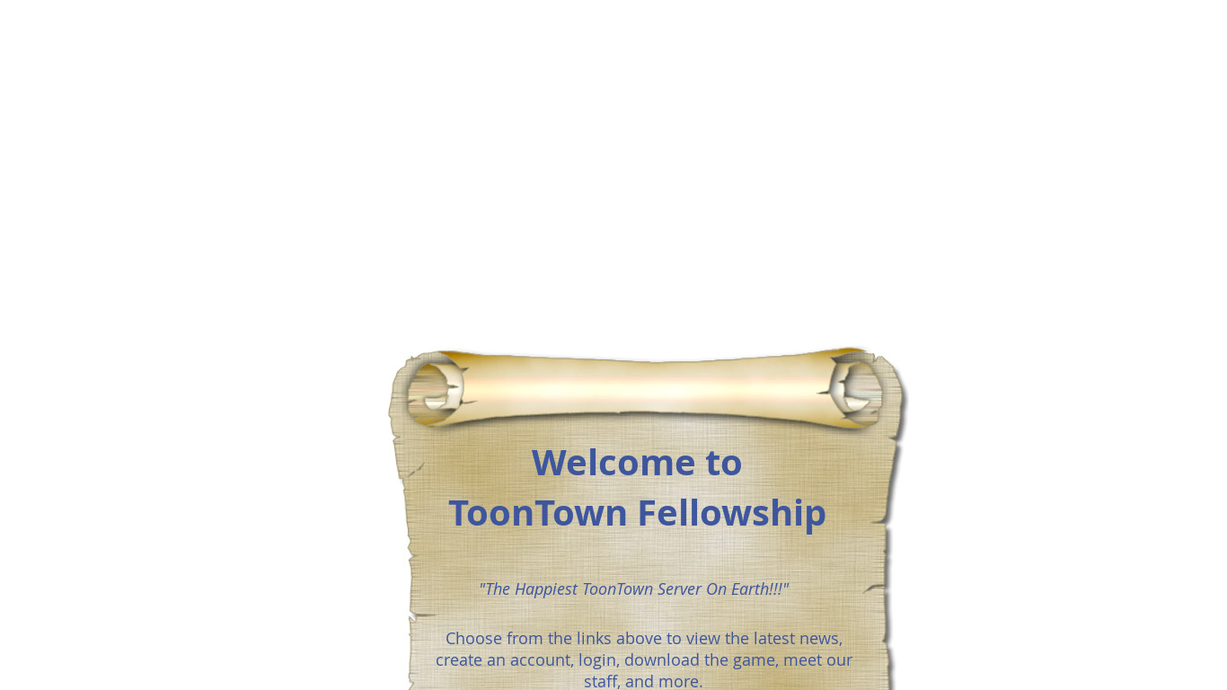 Toontown Fellowship Landing page