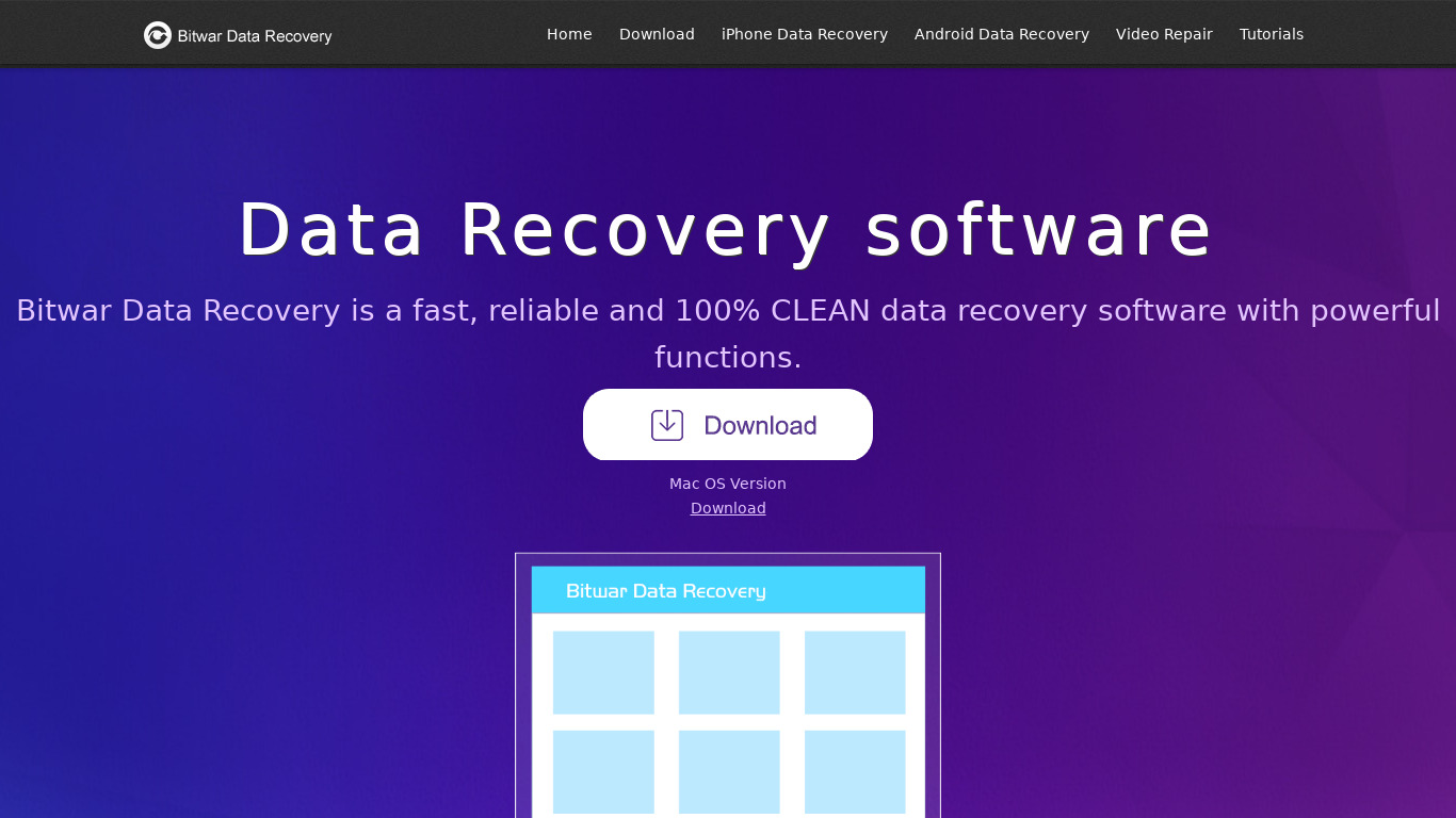 Bitwar Data Recovery Software Landing page