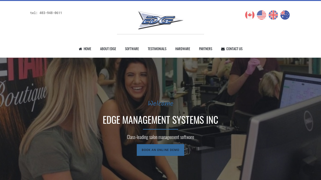Edge Salon Management Landing page