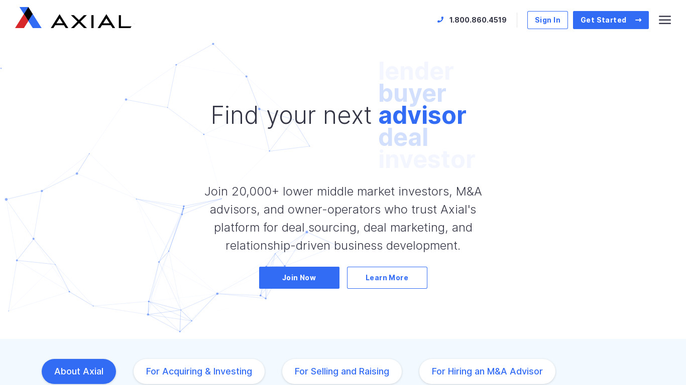 Axial Landing page