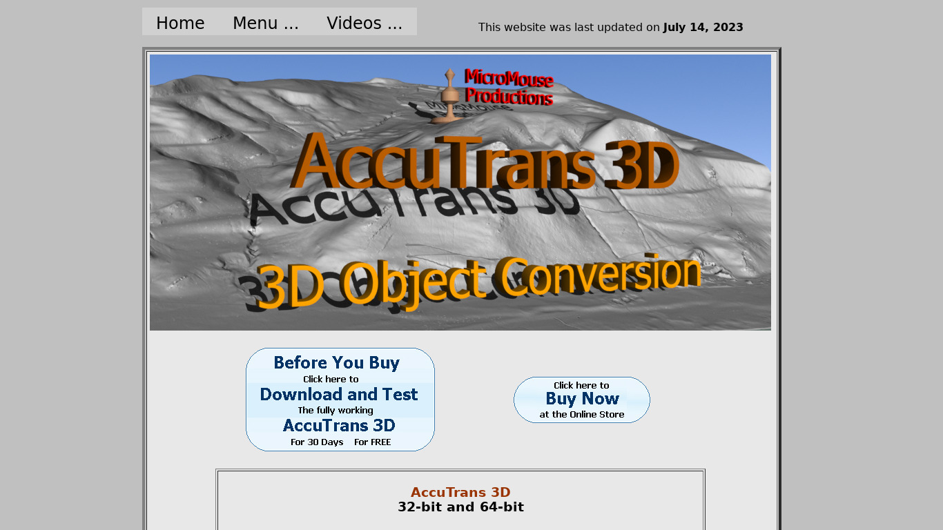 AccuTrans 3d Landing page