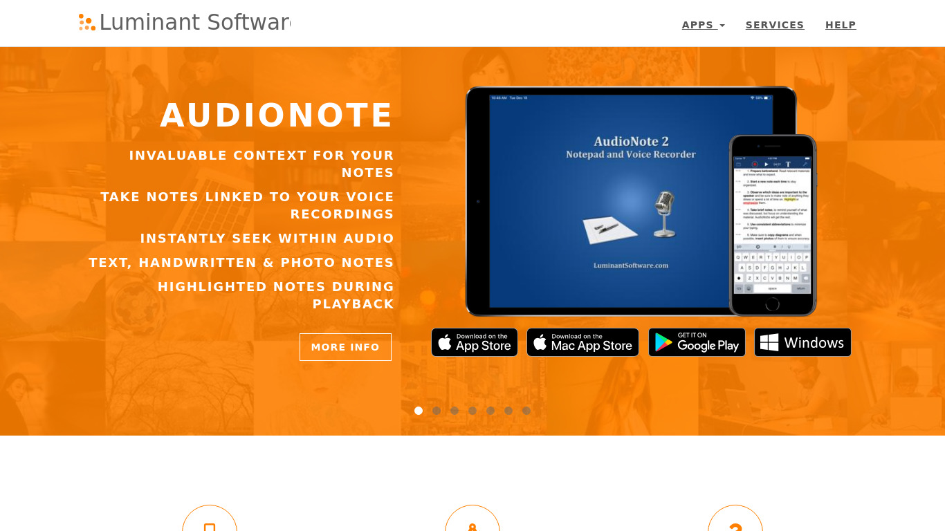 AudioNote Landing page
