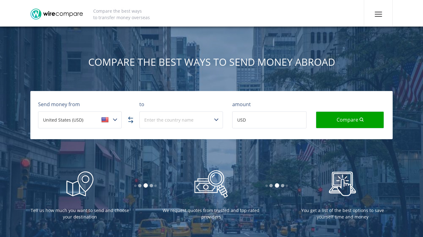 WireCompare.com Landing page