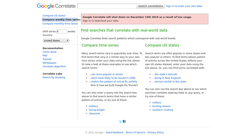 Google Correlate Landing Page