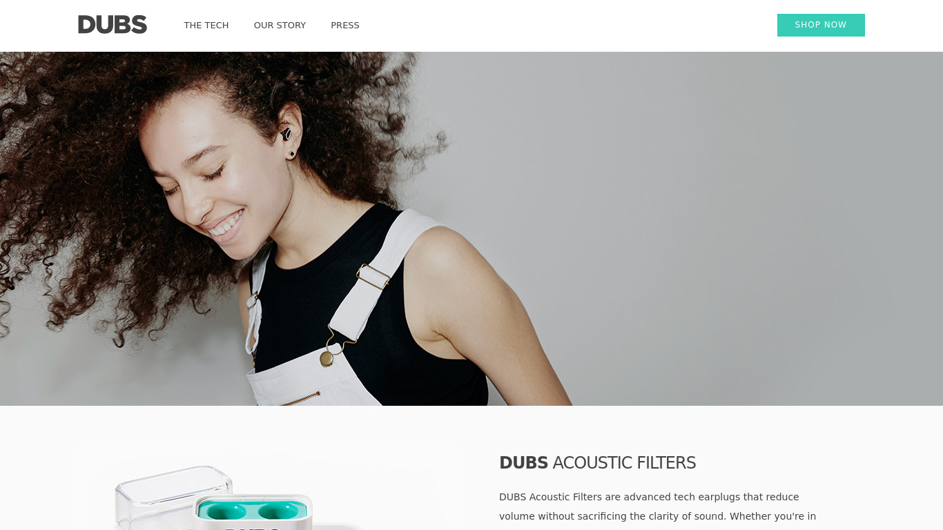 DUBS Acoustic Filters Landing page