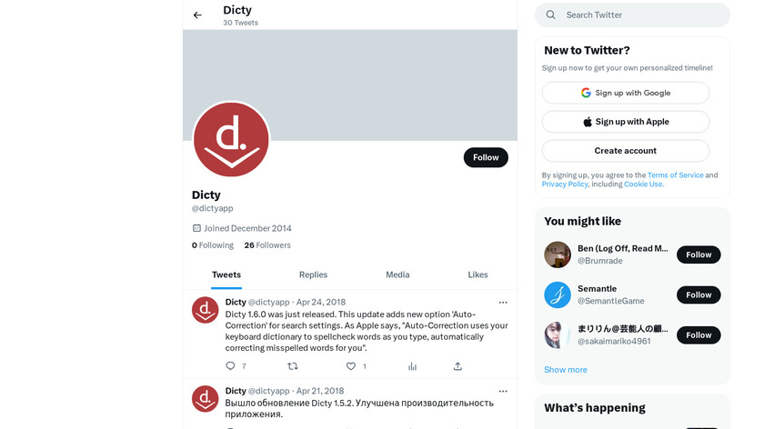 Dicty Landing Page