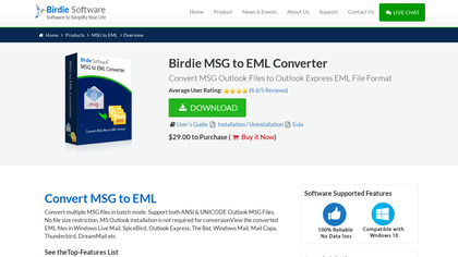 Birdie MSG to EML Converter image