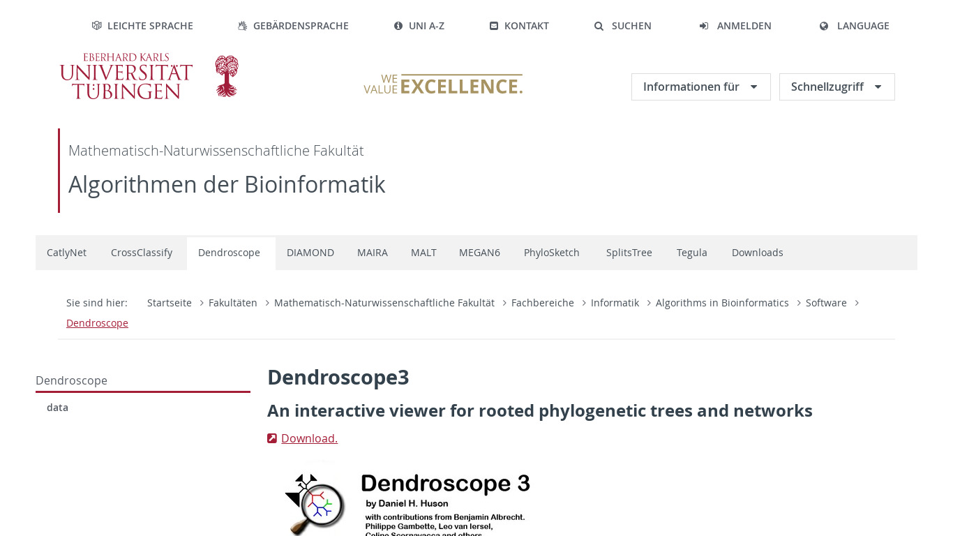 Dendroscope Landing page
