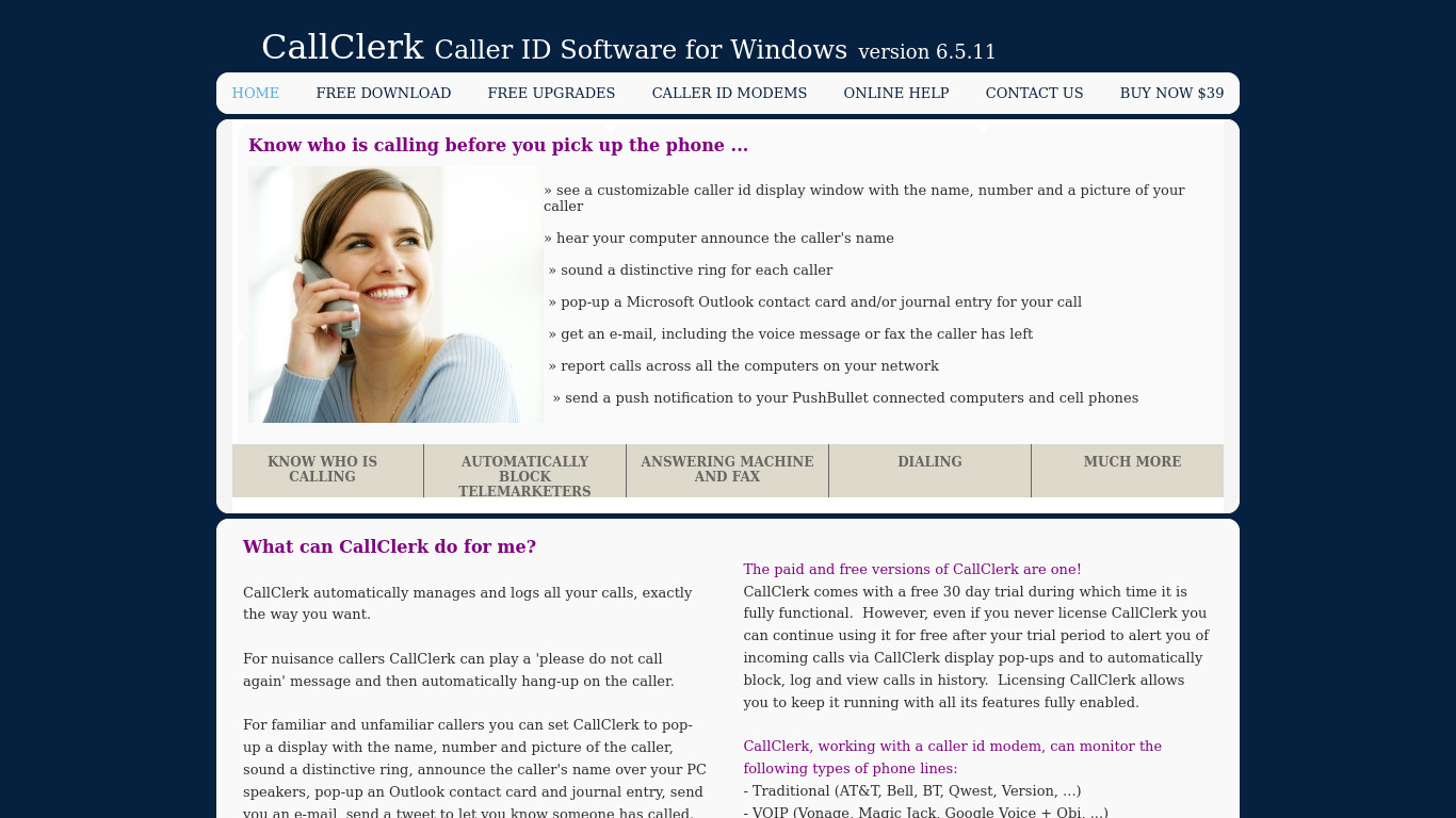 CallClerk Landing page