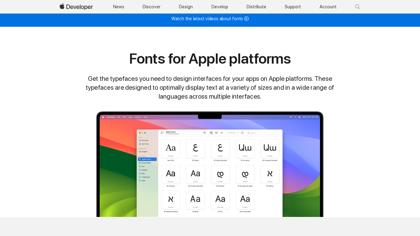 Apple Font Tool Suite Landing page