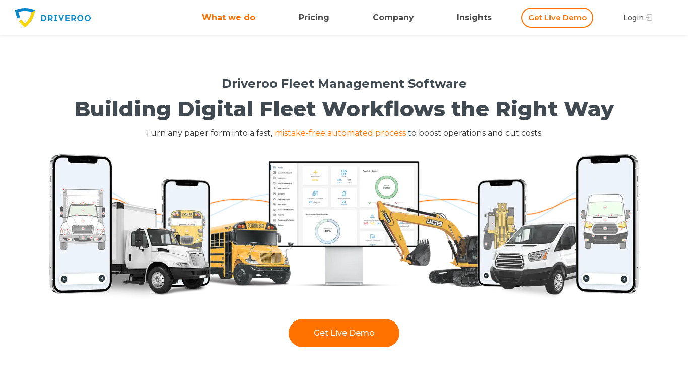 Driveroo Fleet Landing page