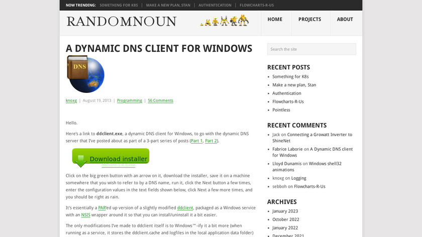 Dynamic DNS client for Windows Landing Page