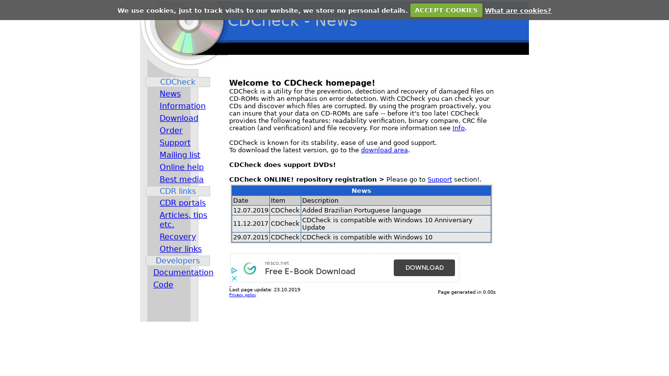 CDCheck Landing page