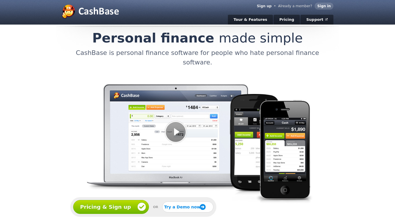 CashBase Landing page