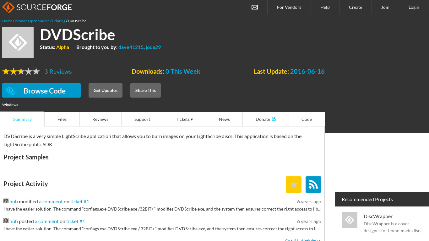 DVDScribe Landing page