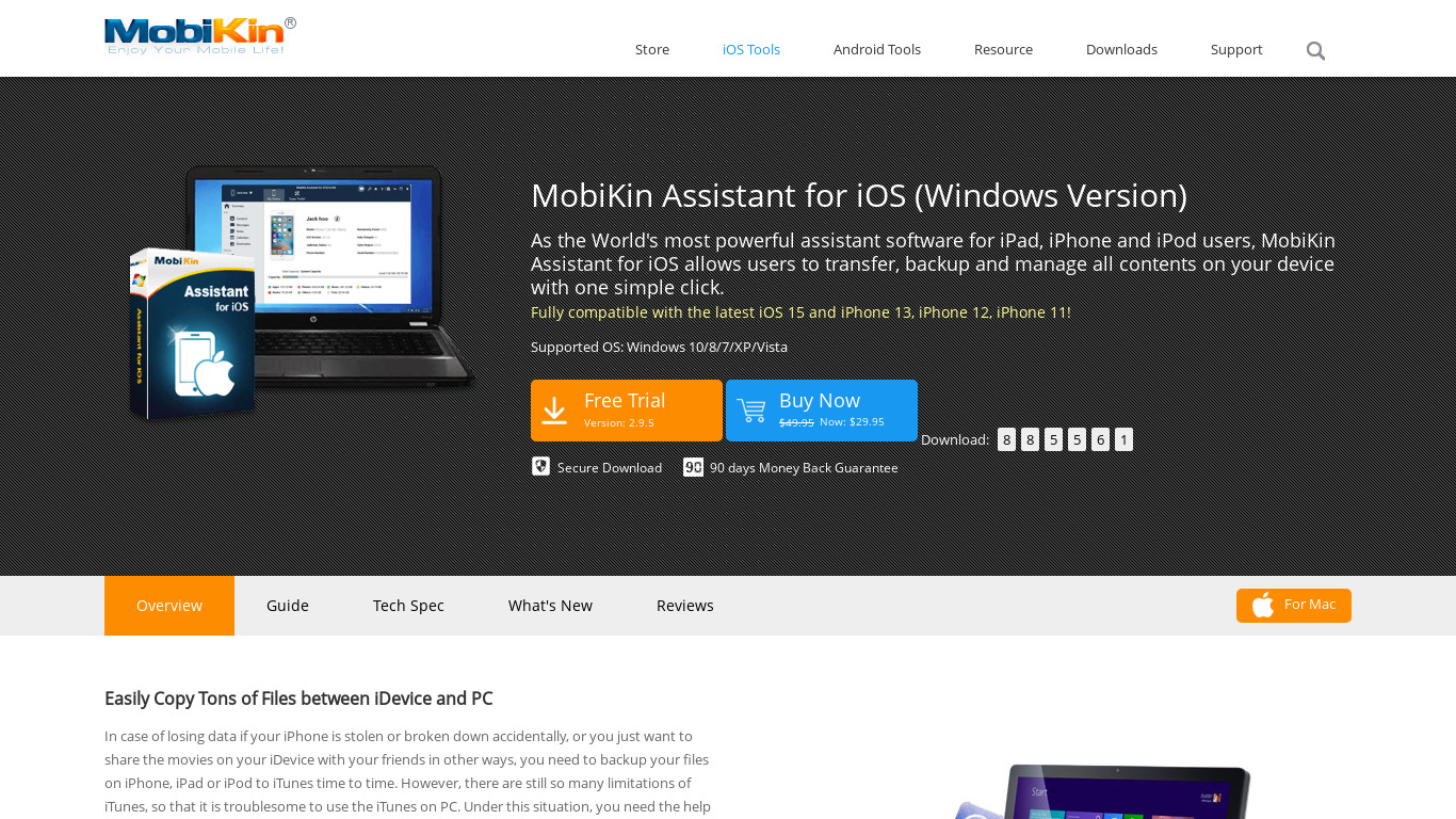 MobiKin Assistant for iOS Landing page