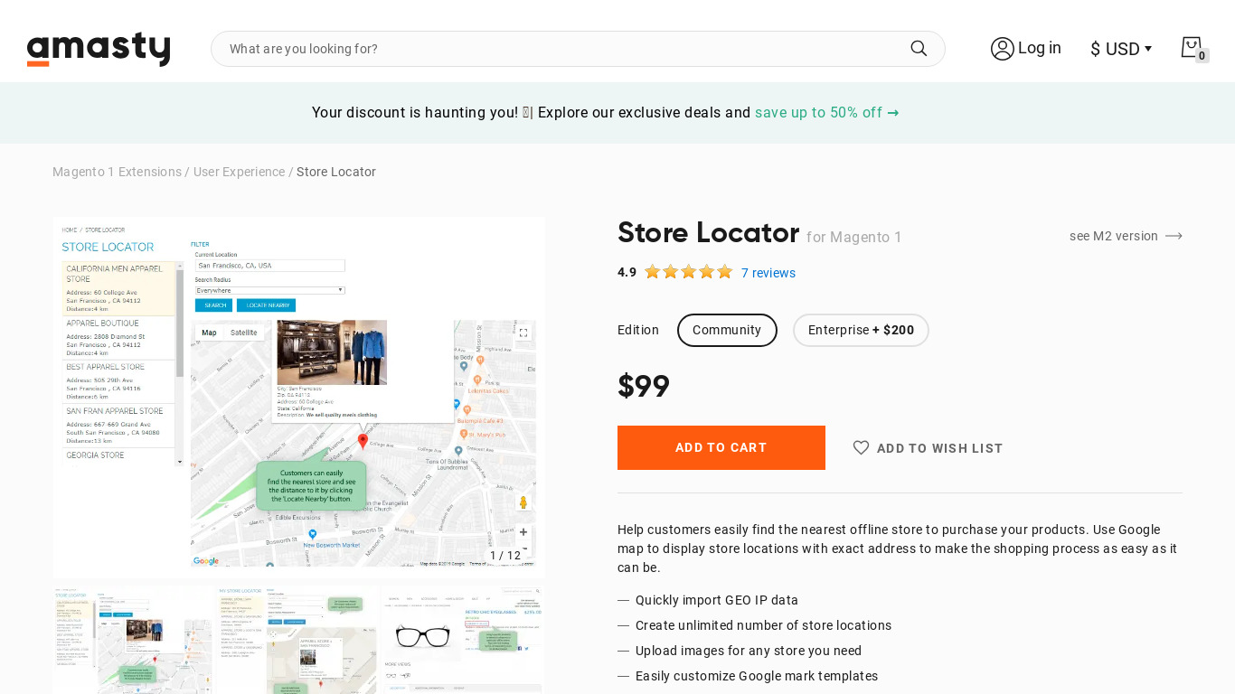Magento Store Locator by Amasty Landing page