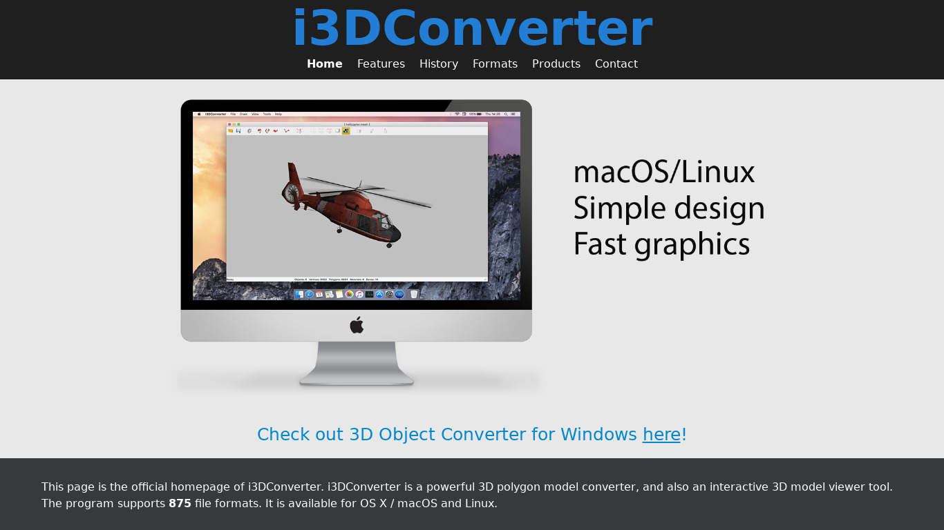 i3DConverter Landing page