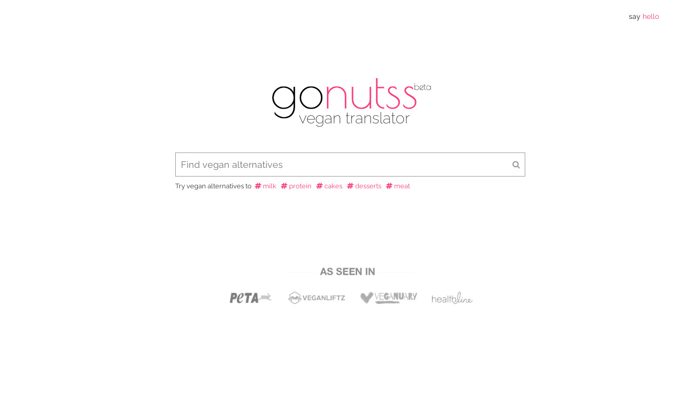 gonutss - The Vegan Translator Landing page