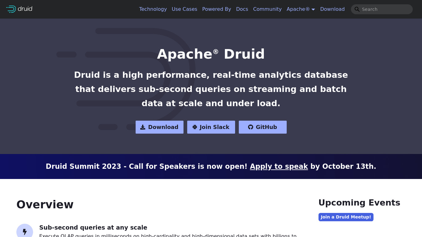 Apache Druid Landing page