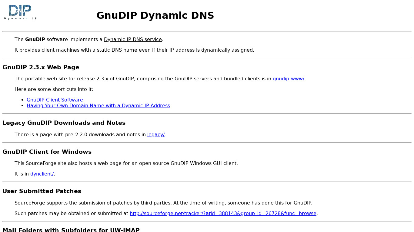 GnuDIP Dynamic DNS Landing page