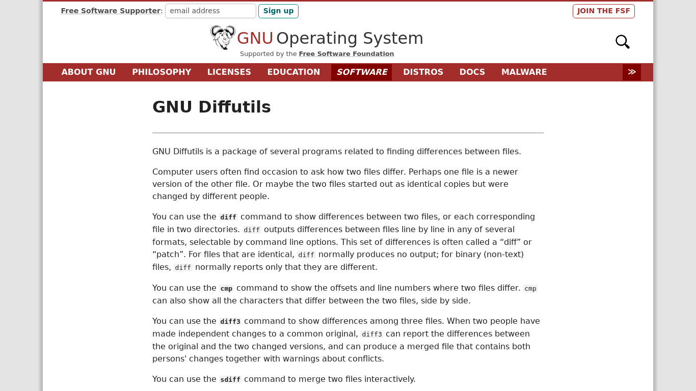 GNU Diff Utilities Landing page