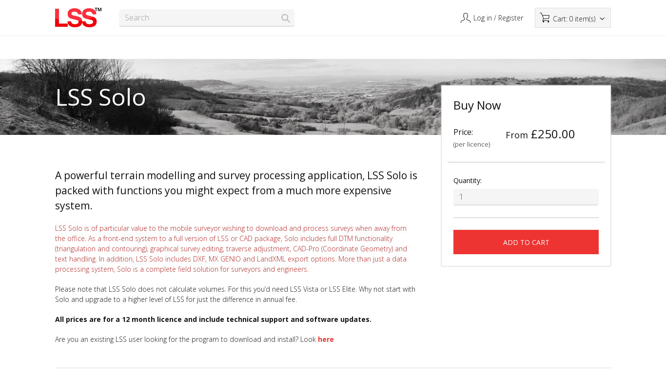LSS Solo Landing page