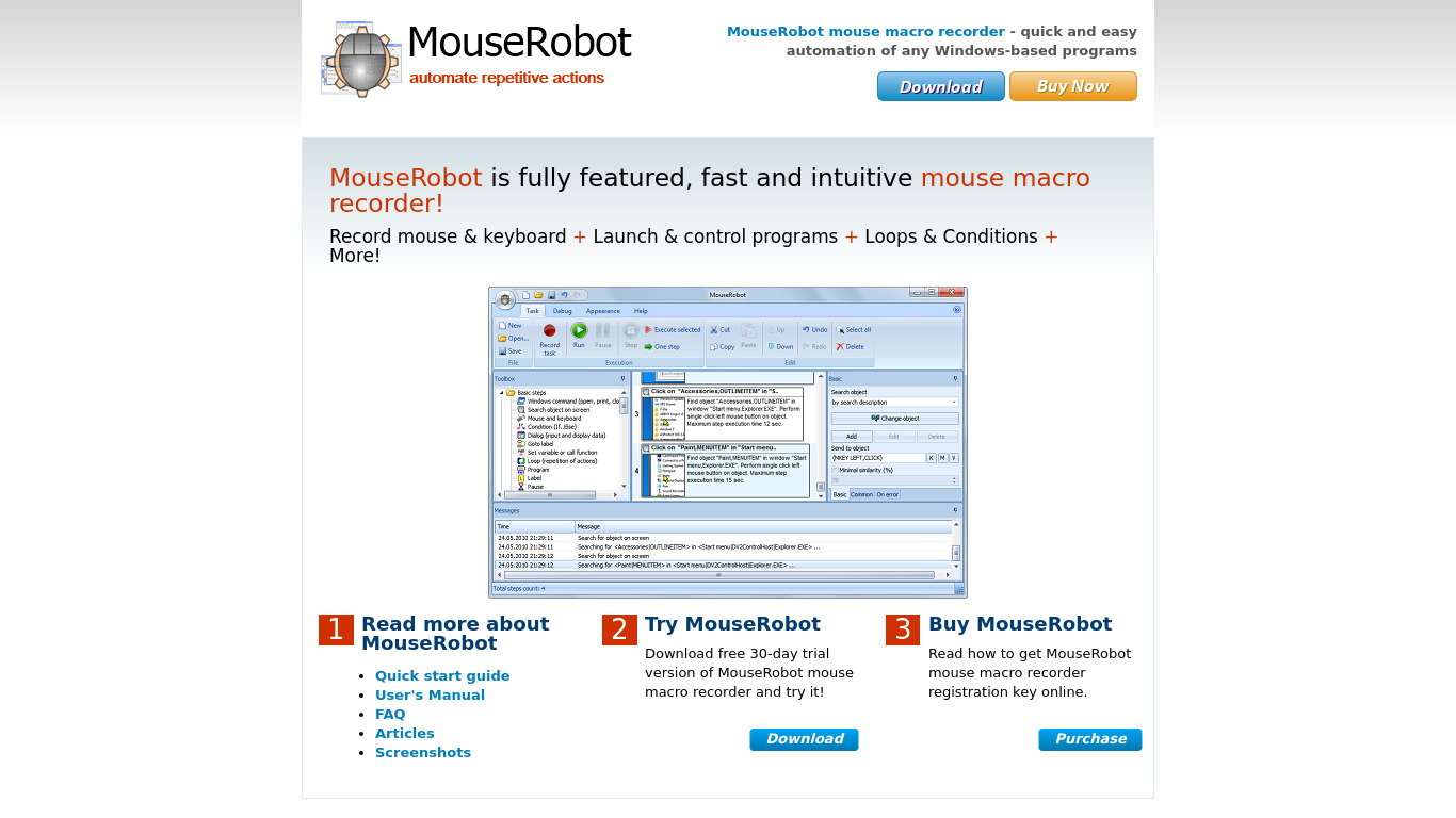 MouseRobot Landing page