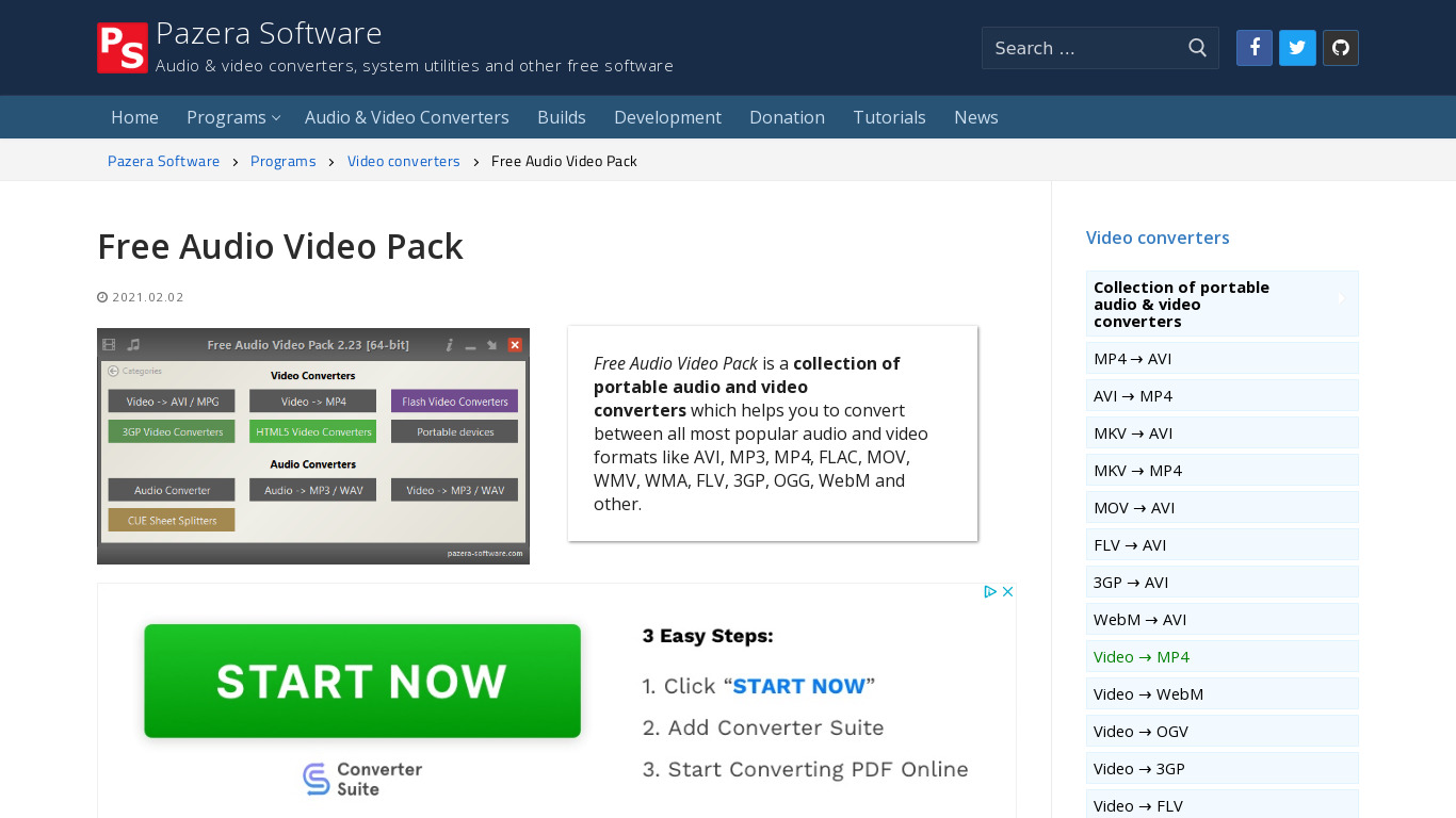 Free Audio Video Pack Landing page
