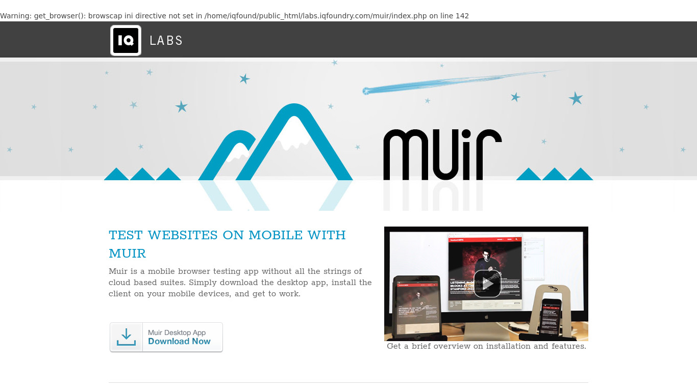 Muir Landing page