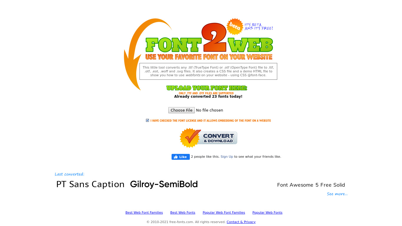 font2web Landing page