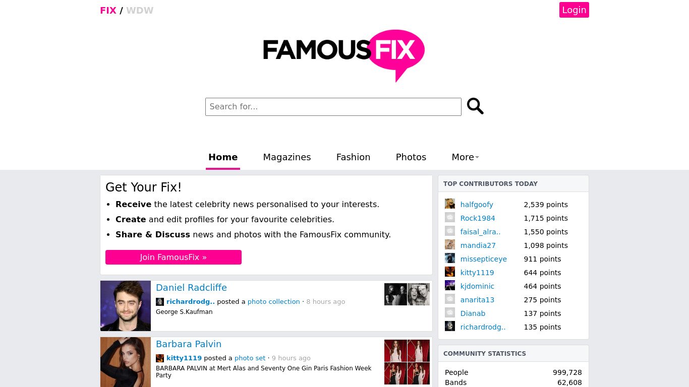FamousFix Landing page