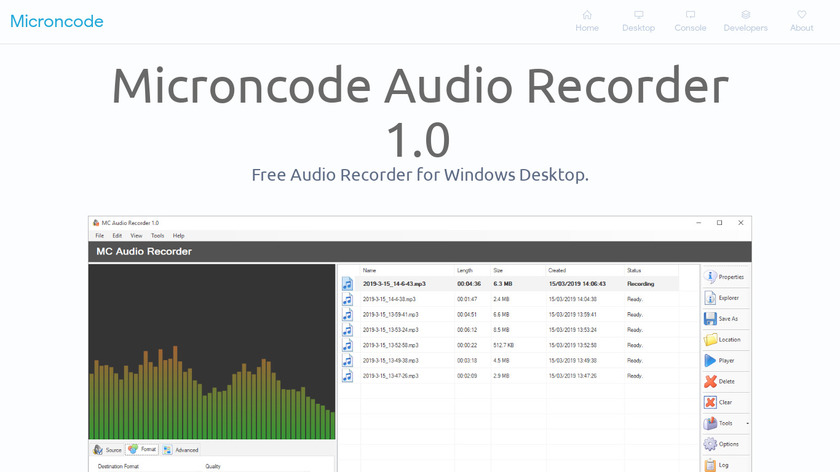 Microncode Audio Recorder Landing Page