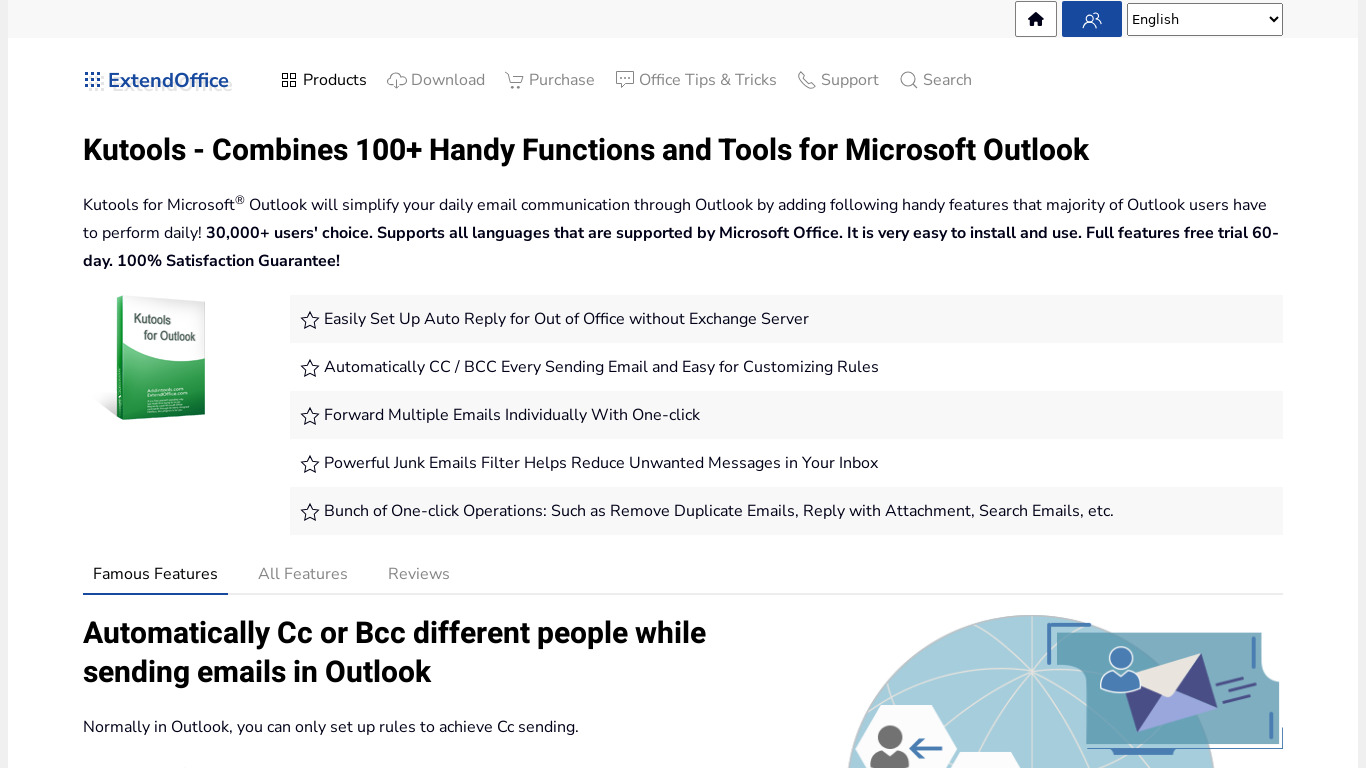 Kutools For Outlook Landing page