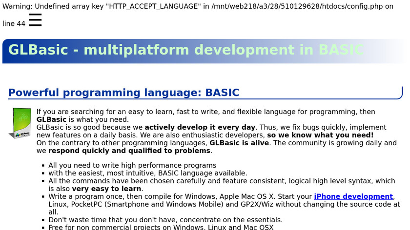 GLBasic Landing Page