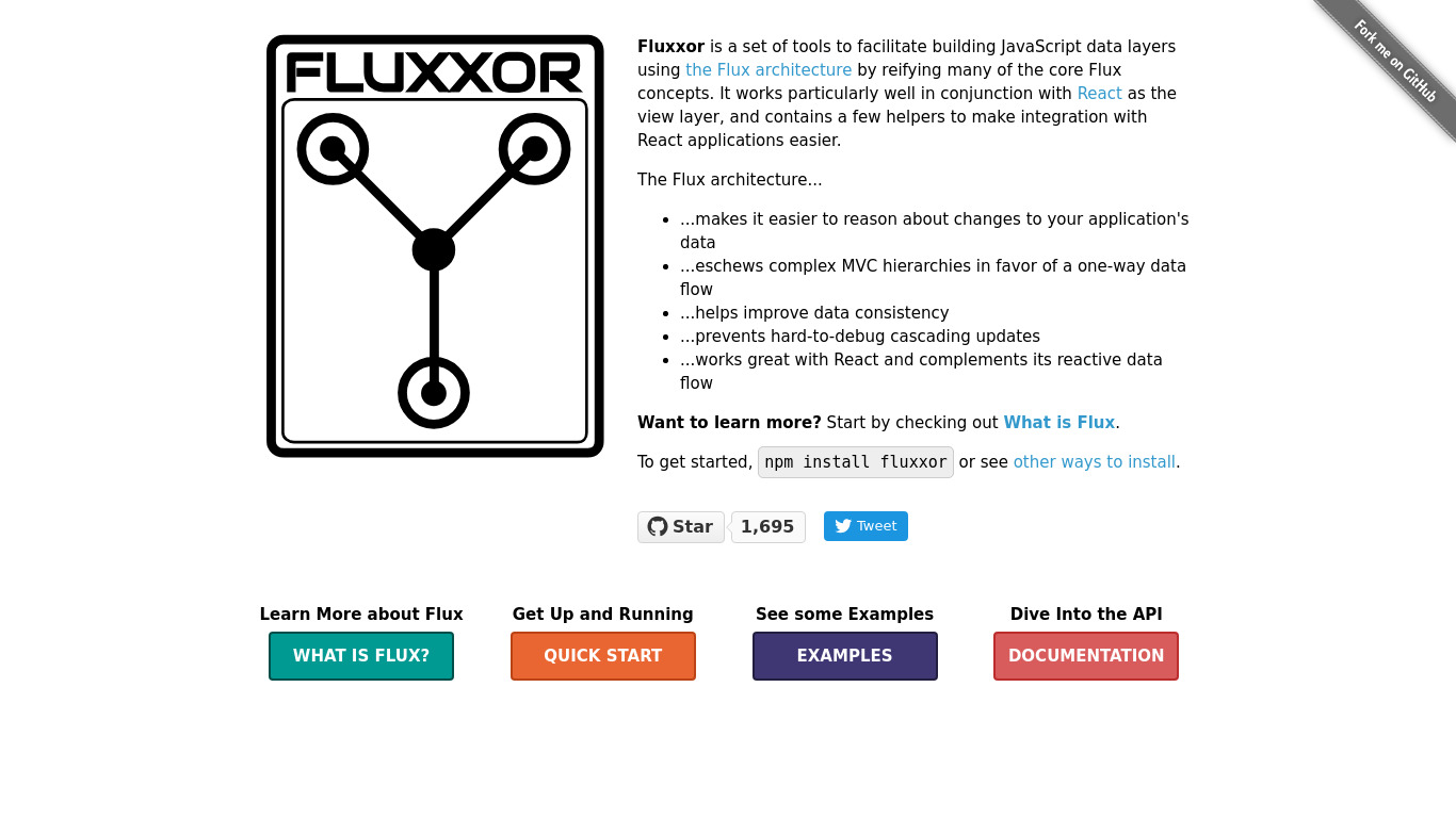 Fluxxor Landing page