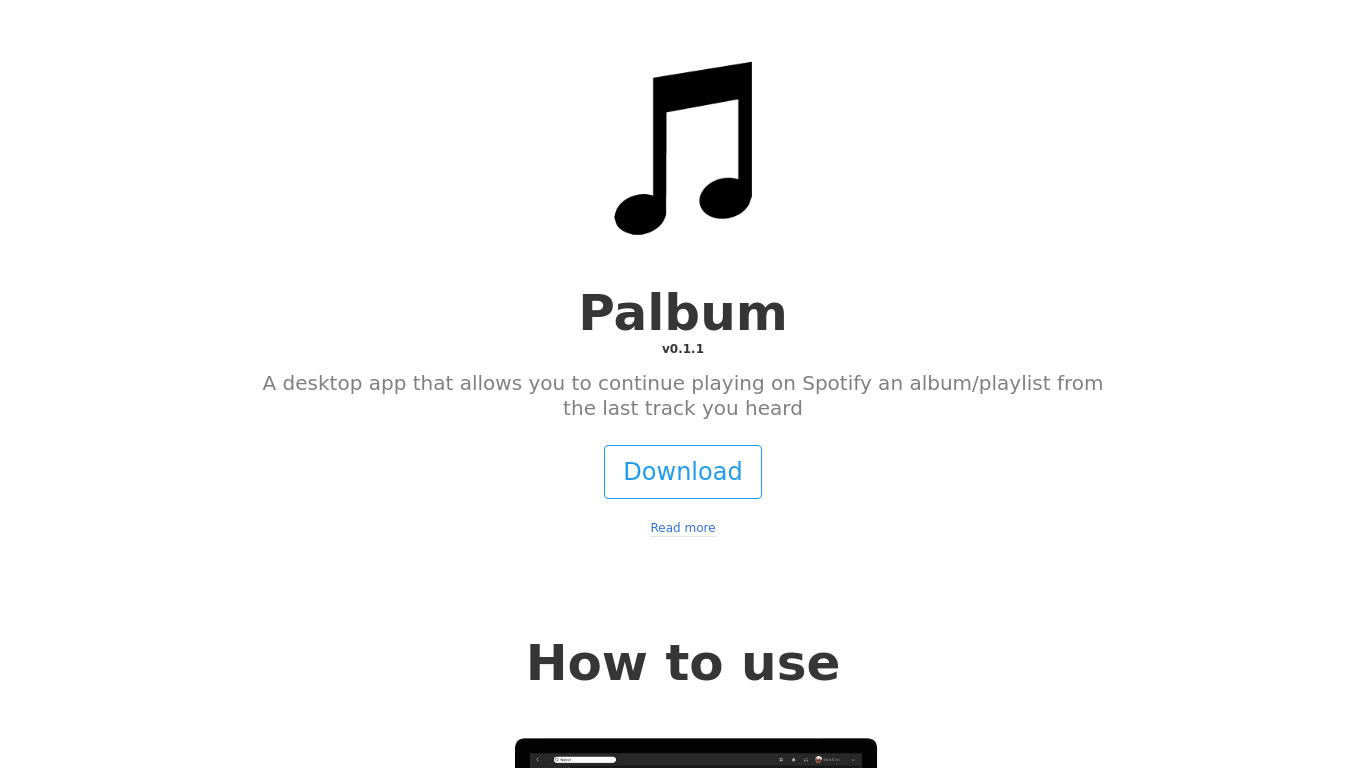 Palbum Landing page